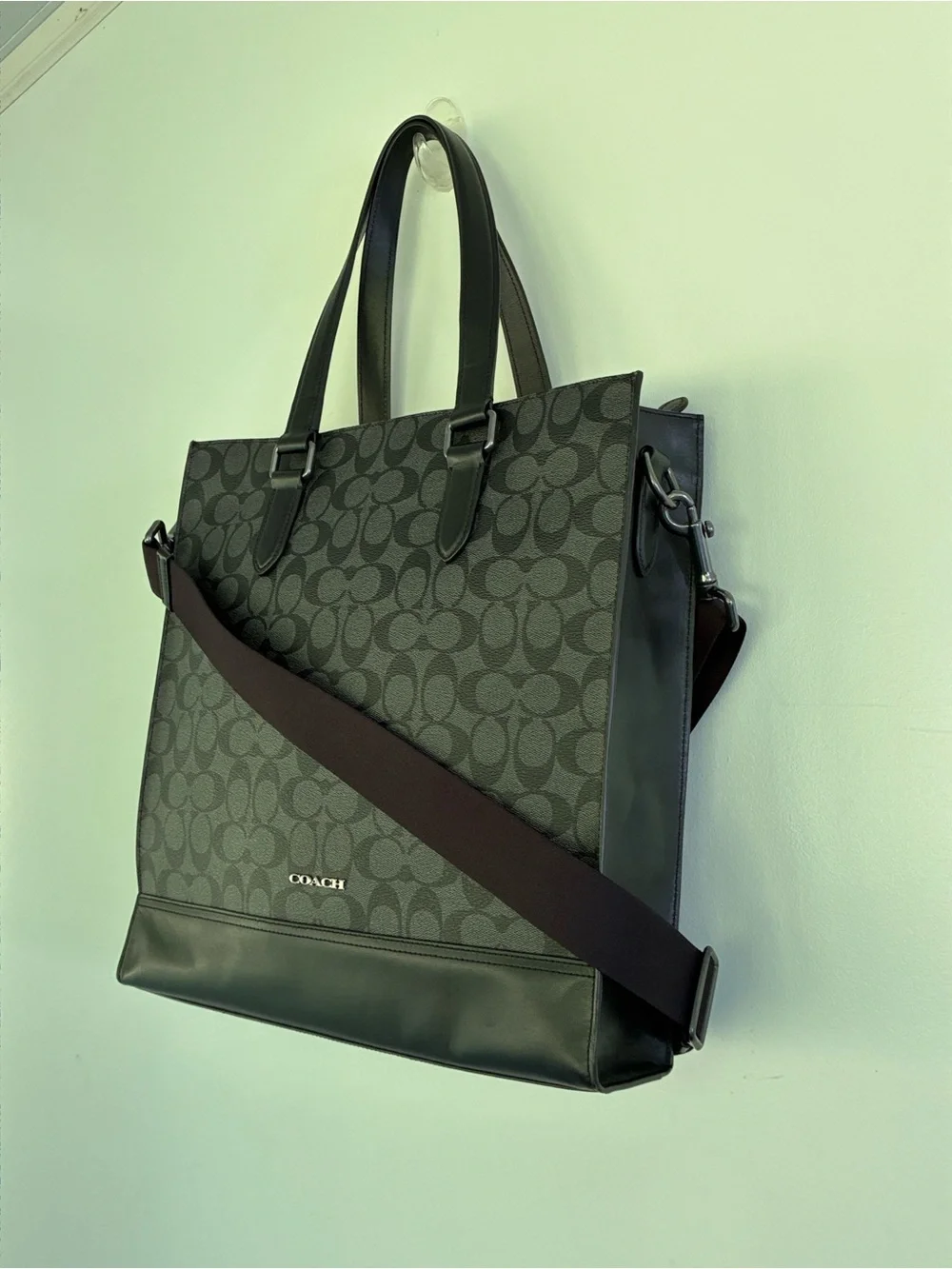 Coach Men's Graham Structured Tote Bag Signature Canvas Charcoal Black C3232